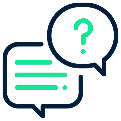 Icon that represents a message bubble and a speech bubble, relating to a client query and a virtual assistants answer