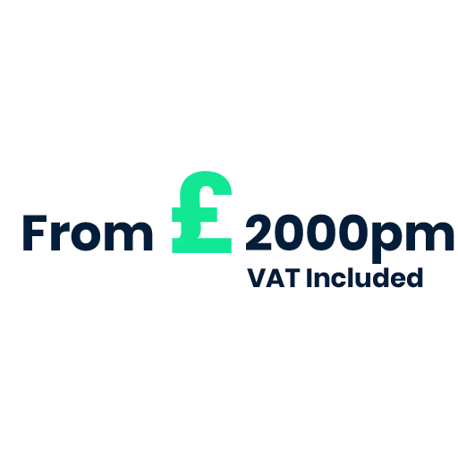 An image of the price range, from 1800 pounds per month , VAT included