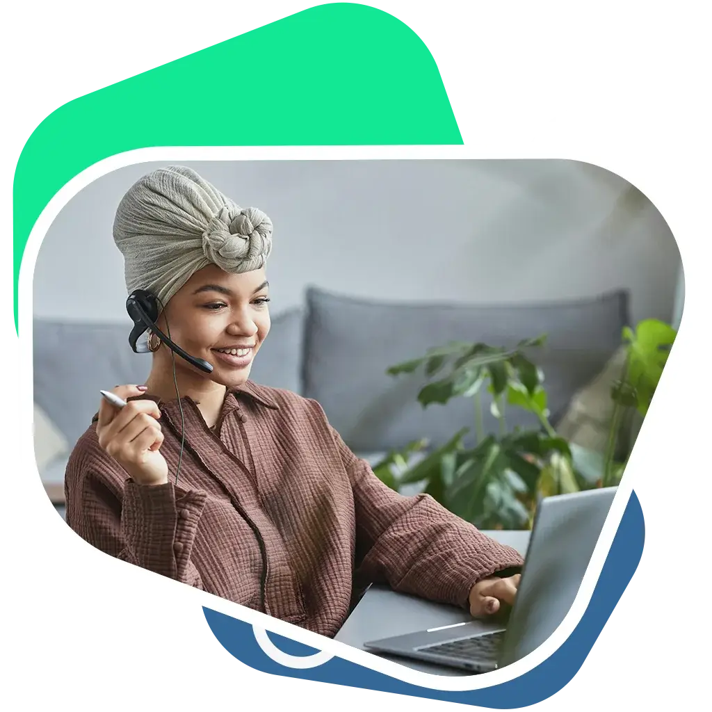 An image depicting a professional African woman, carrying out her duties as a virtual assistant for worldwideva.